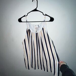 a new day White and Navy Striped Tank Top